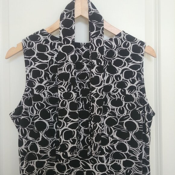 90s vibe Della Spiga Italy Black White Stretch Dress Optional Belt Size Medium - Picture 5 of 12